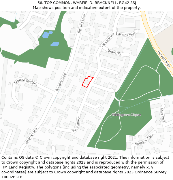 56, TOP COMMON, WARFIELD, BRACKNELL, RG42 3SJ: Location map and indicative extent of plot