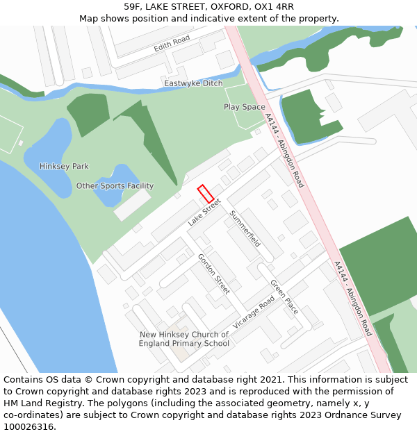 59F, LAKE STREET, OXFORD, OX1 4RR: Location map and indicative extent of plot