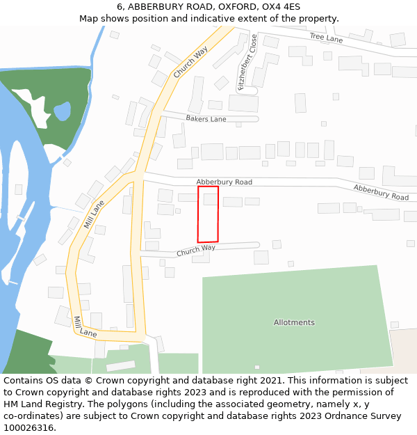 6, ABBERBURY ROAD, OXFORD, OX4 4ES: Location map and indicative extent of plot