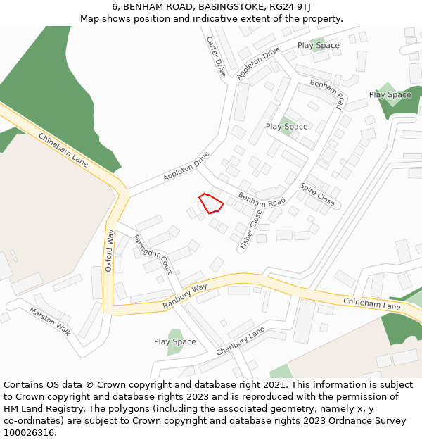 6, BENHAM ROAD, BASINGSTOKE, RG24 9TJ: Location map and indicative extent of plot