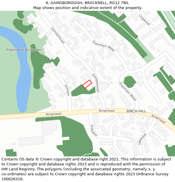 6, GAINSBOROUGH, BRACKNELL, RG12 7WL: Location map and indicative extent of plot