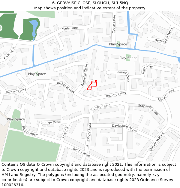 6, GERVAISE CLOSE, SLOUGH, SL1 5NQ: Location map and indicative extent of plot