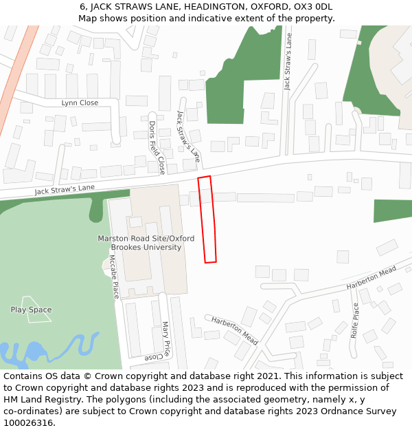 6, JACK STRAWS LANE, HEADINGTON, OXFORD, OX3 0DL: Location map and indicative extent of plot