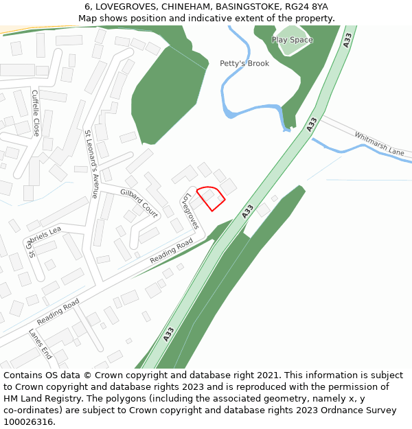 6, LOVEGROVES, CHINEHAM, BASINGSTOKE, RG24 8YA: Location map and indicative extent of plot