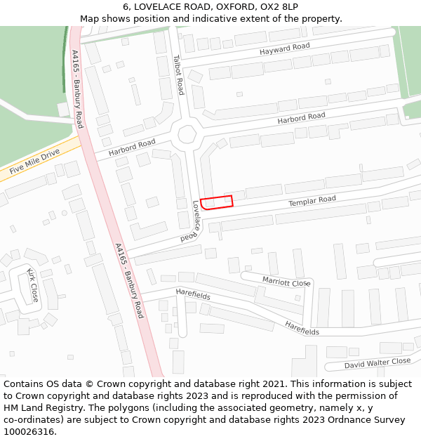 6, LOVELACE ROAD, OXFORD, OX2 8LP: Location map and indicative extent of plot