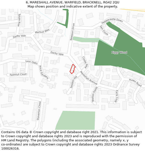 6, MARESHALL AVENUE, WARFIELD, BRACKNELL, RG42 2QU: Location map and indicative extent of plot