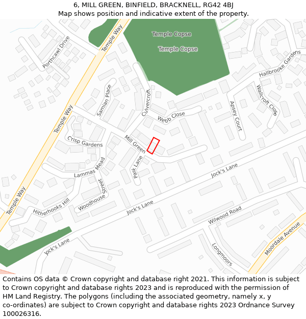 6, MILL GREEN, BINFIELD, BRACKNELL, RG42 4BJ: Location map and indicative extent of plot