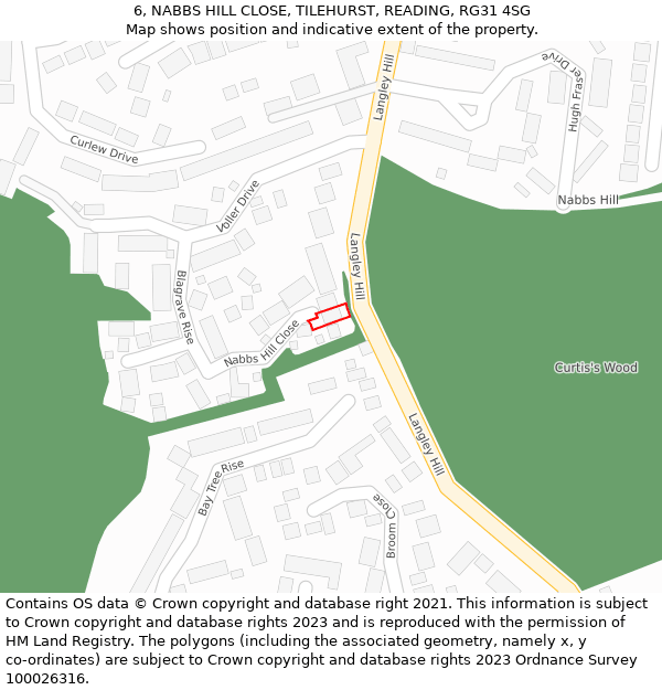 6, NABBS HILL CLOSE, TILEHURST, READING, RG31 4SG: Location map and indicative extent of plot