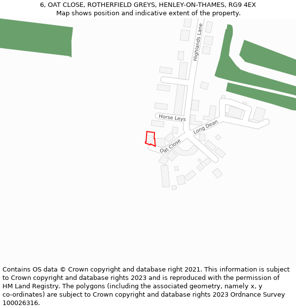 6, OAT CLOSE, ROTHERFIELD GREYS, HENLEY-ON-THAMES, RG9 4EX: Location map and indicative extent of plot