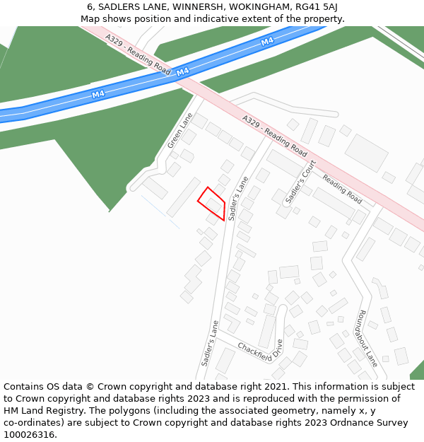 6, SADLERS LANE, WINNERSH, WOKINGHAM, RG41 5AJ: Location map and indicative extent of plot