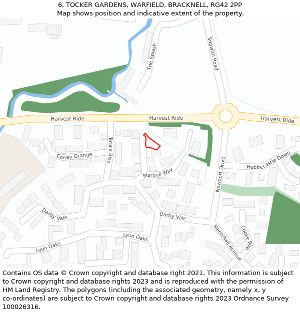 6, TOCKER GARDENS, WARFIELD, BRACKNELL, RG42 2PP: Location map and indicative extent of plot