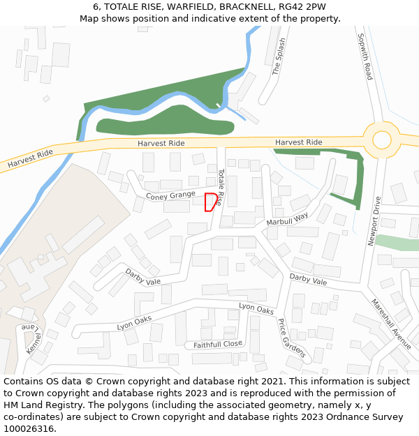 6, TOTALE RISE, WARFIELD, BRACKNELL, RG42 2PW: Location map and indicative extent of plot