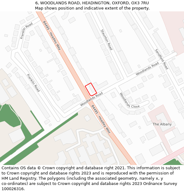 6, WOODLANDS ROAD, HEADINGTON, OXFORD, OX3 7RU: Location map and indicative extent of plot