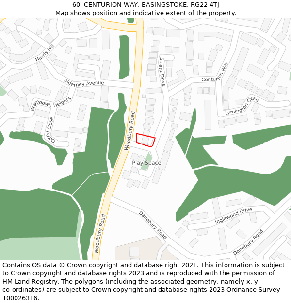 60, CENTURION WAY, BASINGSTOKE, RG22 4TJ: Location map and indicative extent of plot