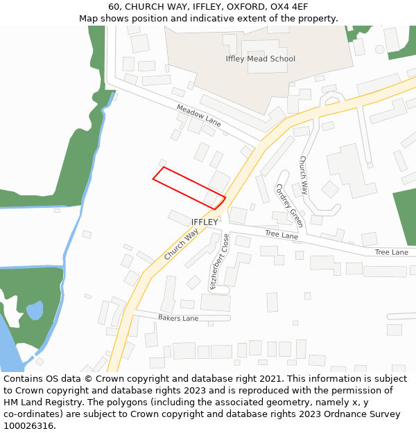60, CHURCH WAY, IFFLEY, OXFORD, OX4 4EF: Location map and indicative extent of plot
