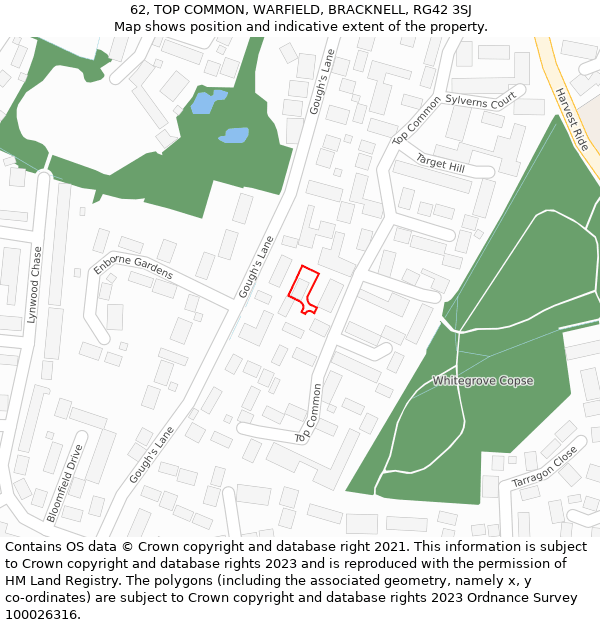 62, TOP COMMON, WARFIELD, BRACKNELL, RG42 3SJ: Location map and indicative extent of plot