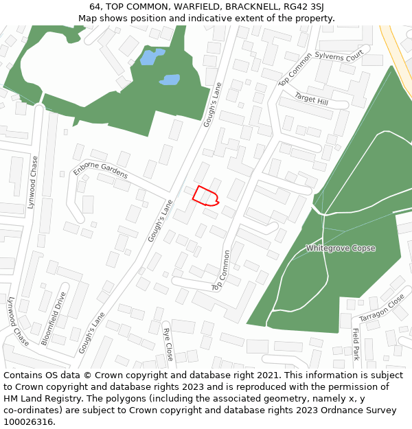 64, TOP COMMON, WARFIELD, BRACKNELL, RG42 3SJ: Location map and indicative extent of plot