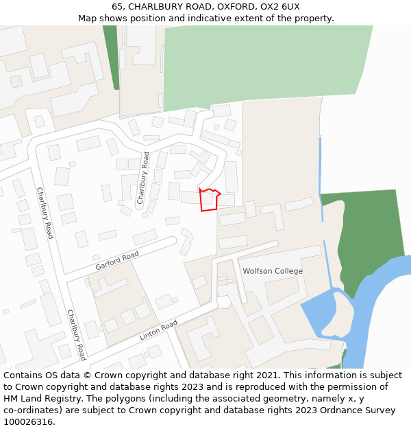 65, CHARLBURY ROAD, OXFORD, OX2 6UX: Location map and indicative extent of plot