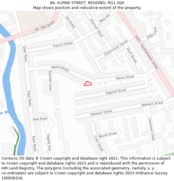 66, ALPINE STREET, READING, RG1 2QA: Location map and indicative extent of plot