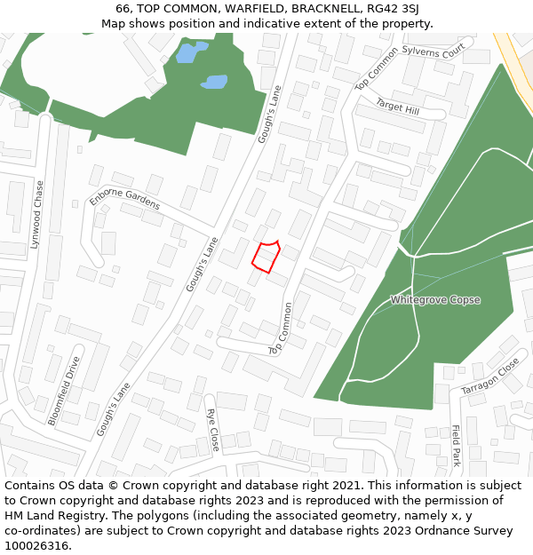 66, TOP COMMON, WARFIELD, BRACKNELL, RG42 3SJ: Location map and indicative extent of plot