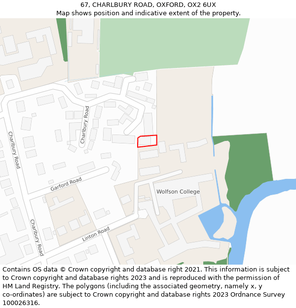 67, CHARLBURY ROAD, OXFORD, OX2 6UX: Location map and indicative extent of plot