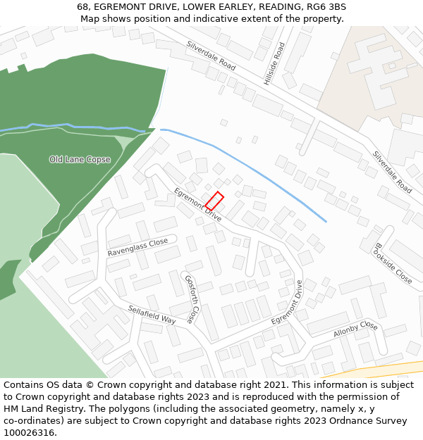 68, EGREMONT DRIVE, LOWER EARLEY, READING, RG6 3BS: Location map and indicative extent of plot