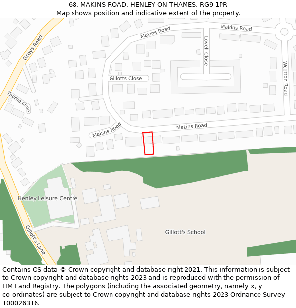 68, MAKINS ROAD, HENLEY-ON-THAMES, RG9 1PR: Location map and indicative extent of plot