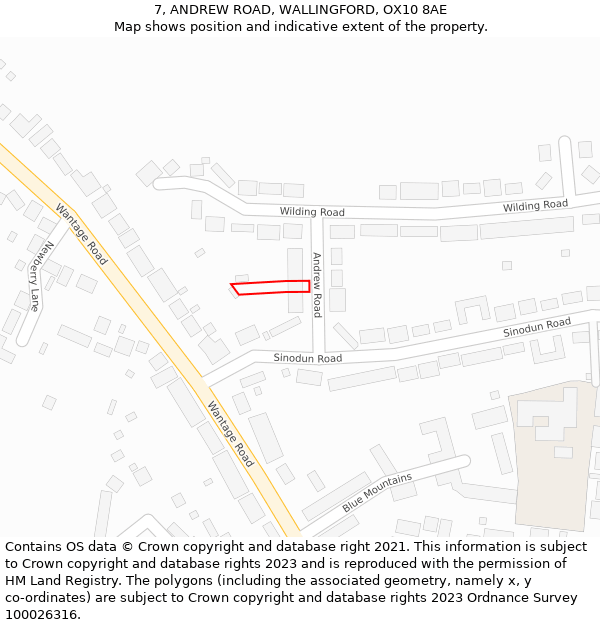 7, ANDREW ROAD, WALLINGFORD, OX10 8AE: Location map and indicative extent of plot