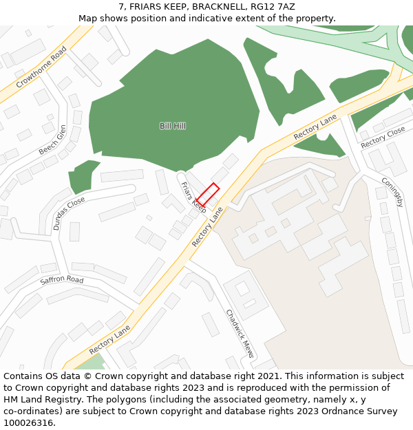 7, FRIARS KEEP, BRACKNELL, RG12 7AZ: Location map and indicative extent of plot