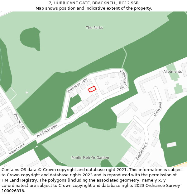 7, HURRICANE GATE, BRACKNELL, RG12 9SR: Location map and indicative extent of plot