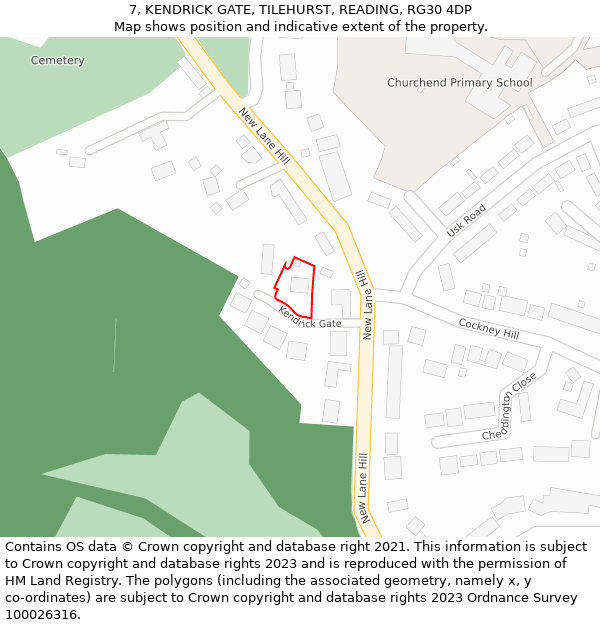 7, KENDRICK GATE, TILEHURST, READING, RG30 4DP: Location map and indicative extent of plot
