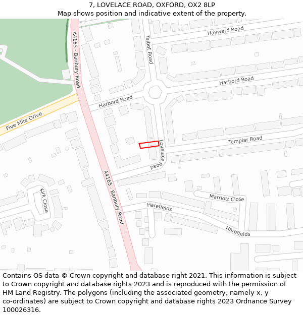 7, LOVELACE ROAD, OXFORD, OX2 8LP: Location map and indicative extent of plot