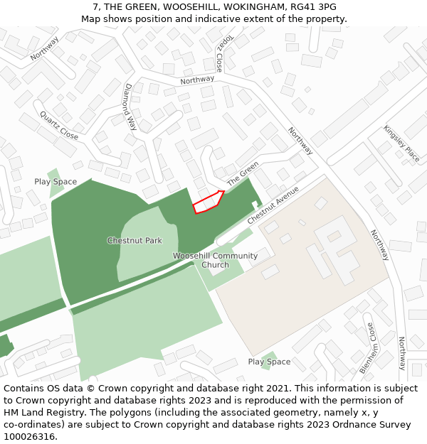 7, THE GREEN, WOOSEHILL, WOKINGHAM, RG41 3PG: Location map and indicative extent of plot