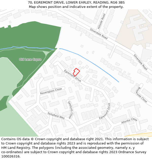 70, EGREMONT DRIVE, LOWER EARLEY, READING, RG6 3BS: Location map and indicative extent of plot