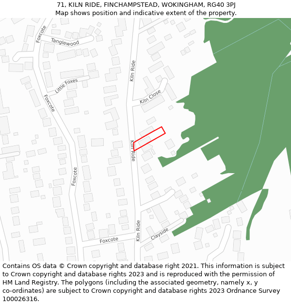 71, KILN RIDE, FINCHAMPSTEAD, WOKINGHAM, RG40 3PJ: Location map and indicative extent of plot