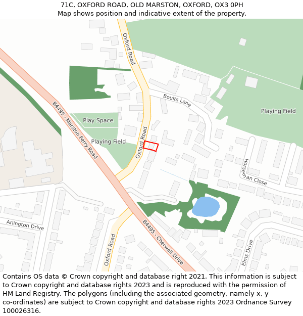 71C, OXFORD ROAD, OLD MARSTON, OXFORD, OX3 0PH: Location map and indicative extent of plot