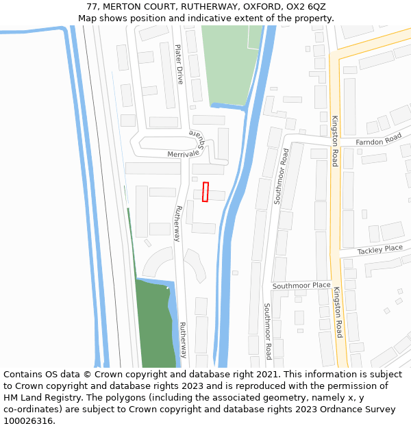 77, MERTON COURT, RUTHERWAY, OXFORD, OX2 6QZ: Location map and indicative extent of plot