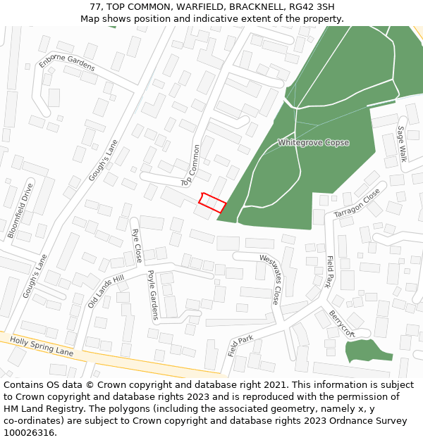 77, TOP COMMON, WARFIELD, BRACKNELL, RG42 3SH: Location map and indicative extent of plot