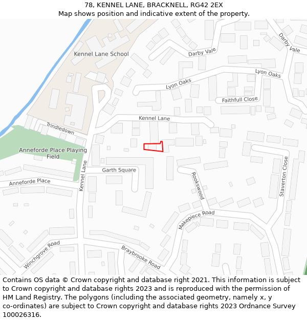 78, KENNEL LANE, BRACKNELL, RG42 2EX: Location map and indicative extent of plot