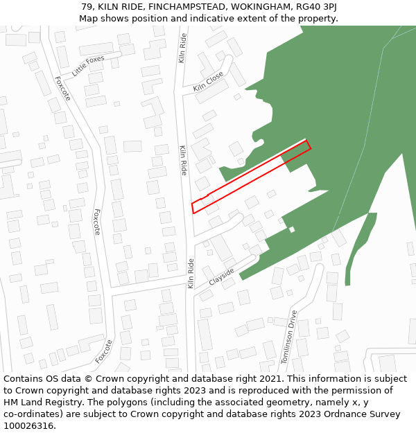 79, KILN RIDE, FINCHAMPSTEAD, WOKINGHAM, RG40 3PJ: Location map and indicative extent of plot