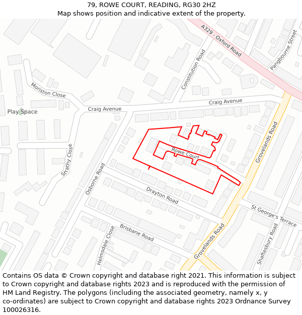 79, ROWE COURT, READING, RG30 2HZ: Location map and indicative extent of plot