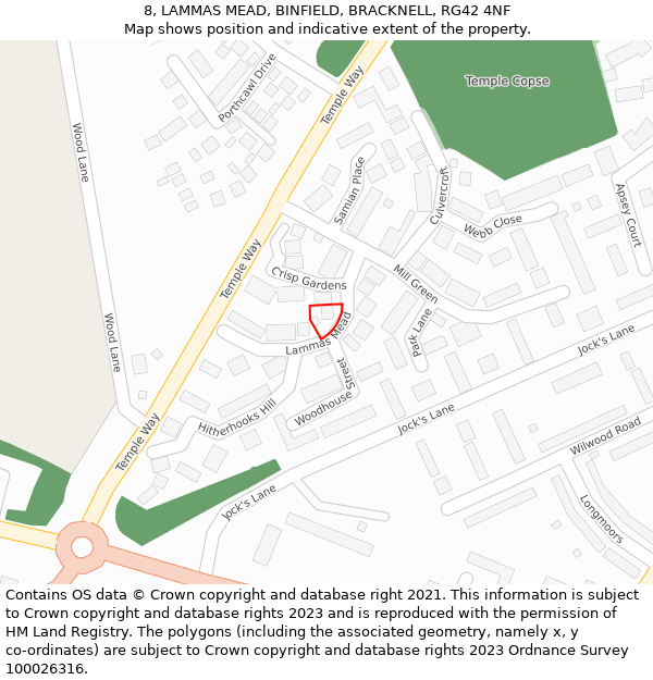 8, LAMMAS MEAD, BINFIELD, BRACKNELL, RG42 4NF: Location map and indicative extent of plot