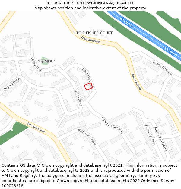 8, LIBRA CRESCENT, WOKINGHAM, RG40 1EL: Location map and indicative extent of plot