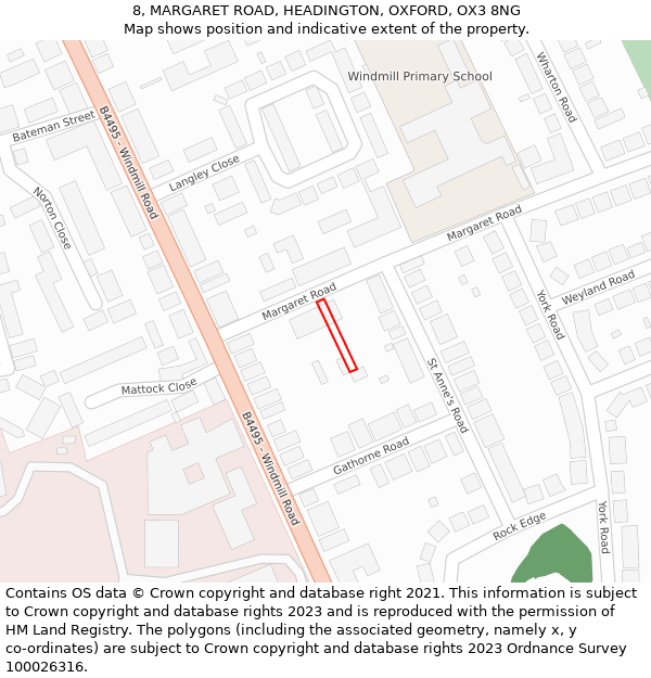 8, MARGARET ROAD, HEADINGTON, OXFORD, OX3 8NG: Location map and indicative extent of plot