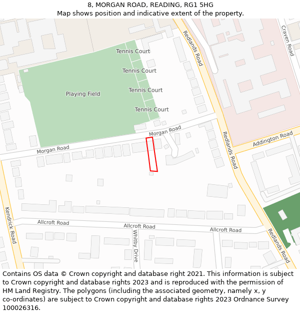 8, MORGAN ROAD, READING, RG1 5HG: Location map and indicative extent of plot