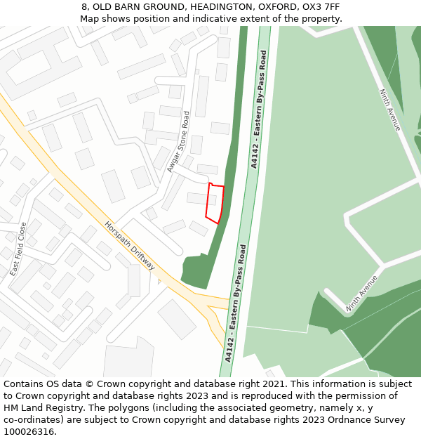 8, OLD BARN GROUND, HEADINGTON, OXFORD, OX3 7FF: Location map and indicative extent of plot