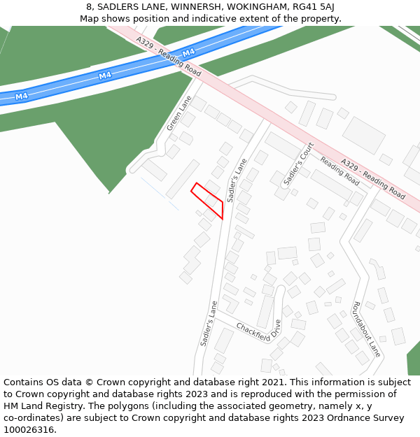 8, SADLERS LANE, WINNERSH, WOKINGHAM, RG41 5AJ: Location map and indicative extent of plot
