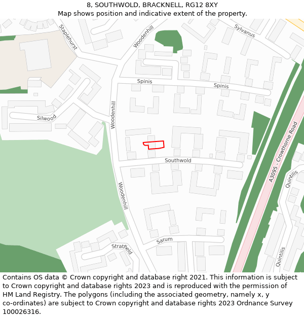 8, SOUTHWOLD, BRACKNELL, RG12 8XY: Location map and indicative extent of plot