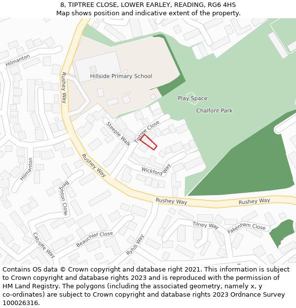 8, TIPTREE CLOSE, LOWER EARLEY, READING, RG6 4HS: Location map and indicative extent of plot