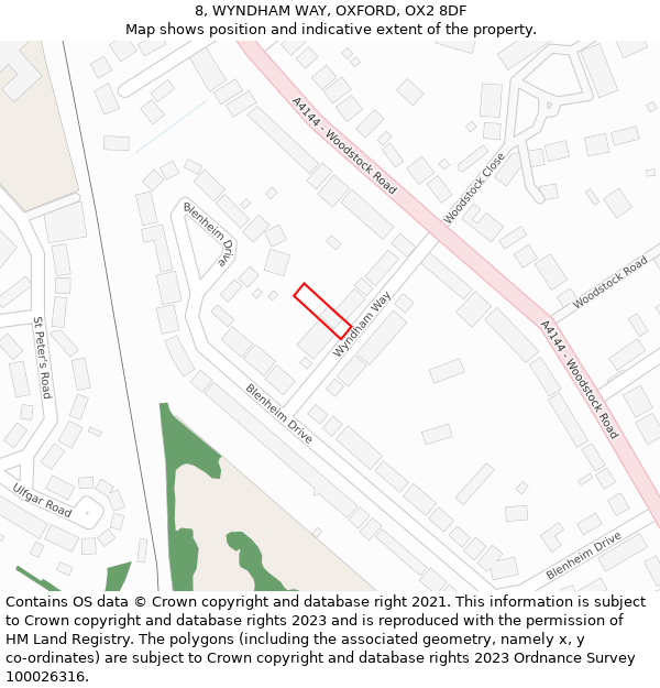 8, WYNDHAM WAY, OXFORD, OX2 8DF: Location map and indicative extent of plot